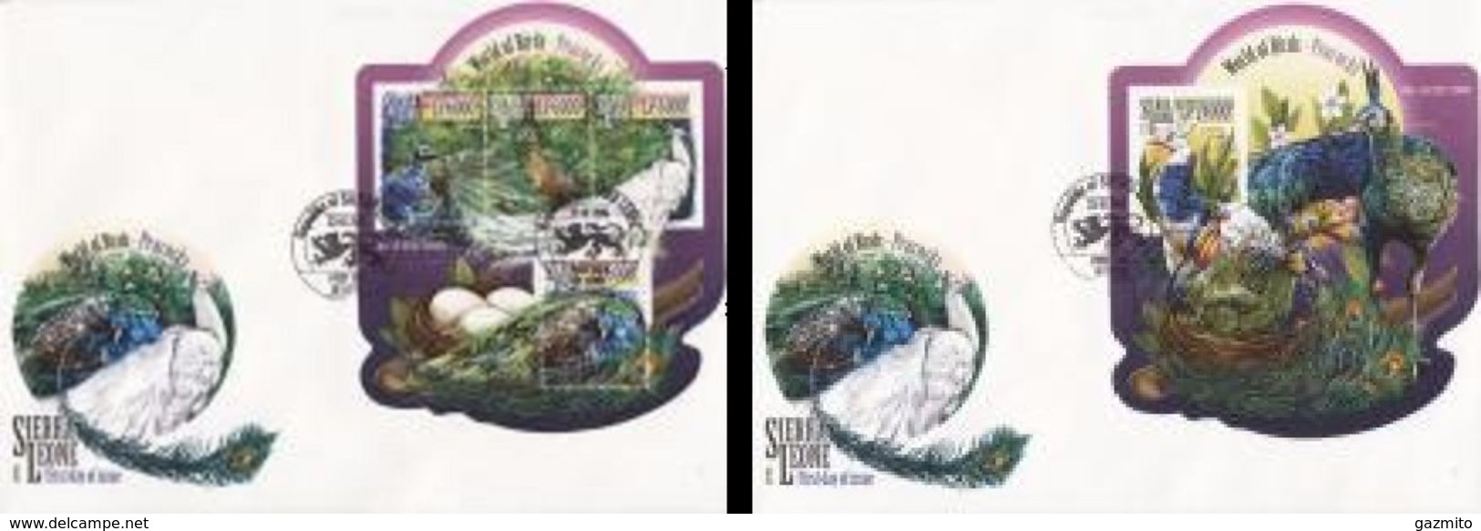 Sierra Leone 2015, Animals, Birds, Peacocks, 4val In BF +BF In 2FDC - Paons