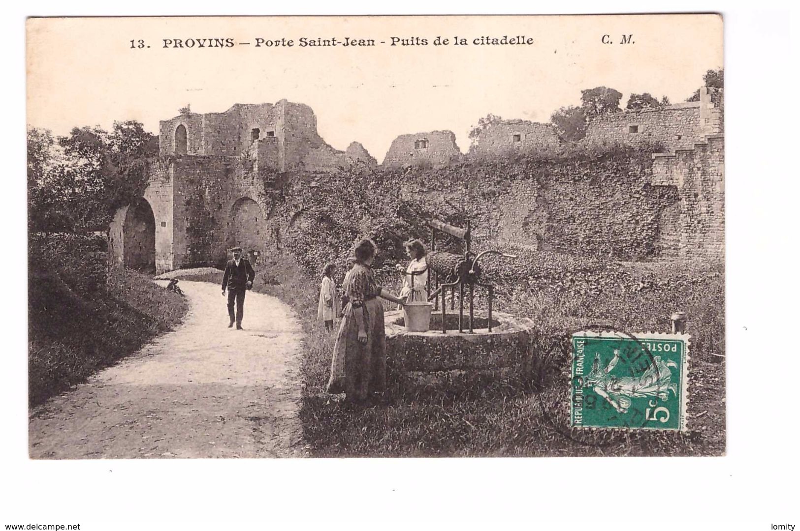 77 Provins Porte St Saint Jean Puits De La Citadelle Cpa Animée Cachet 1911 - Provins