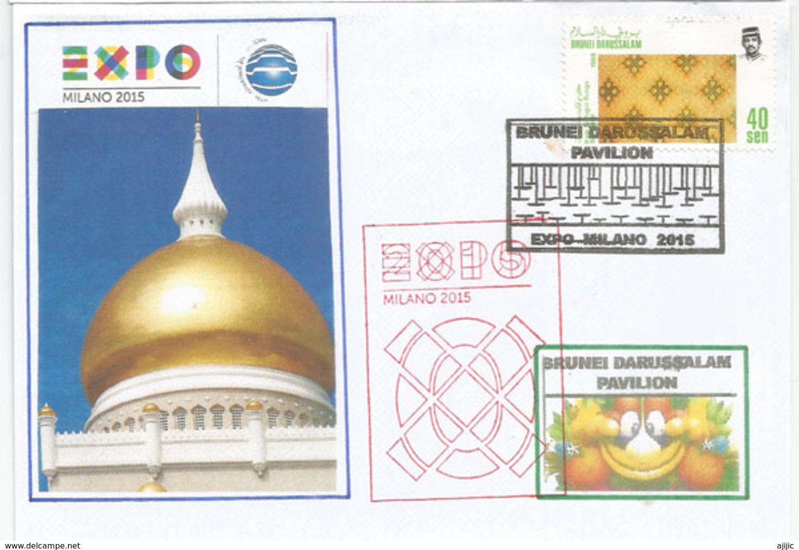 Palais Nurul Iman (résidence Du Sultan De Brunei), Lettre Du Pavillon De Brunei à L'Expo Universelle Milan 2015 (rare) - Brunei (1984-...)