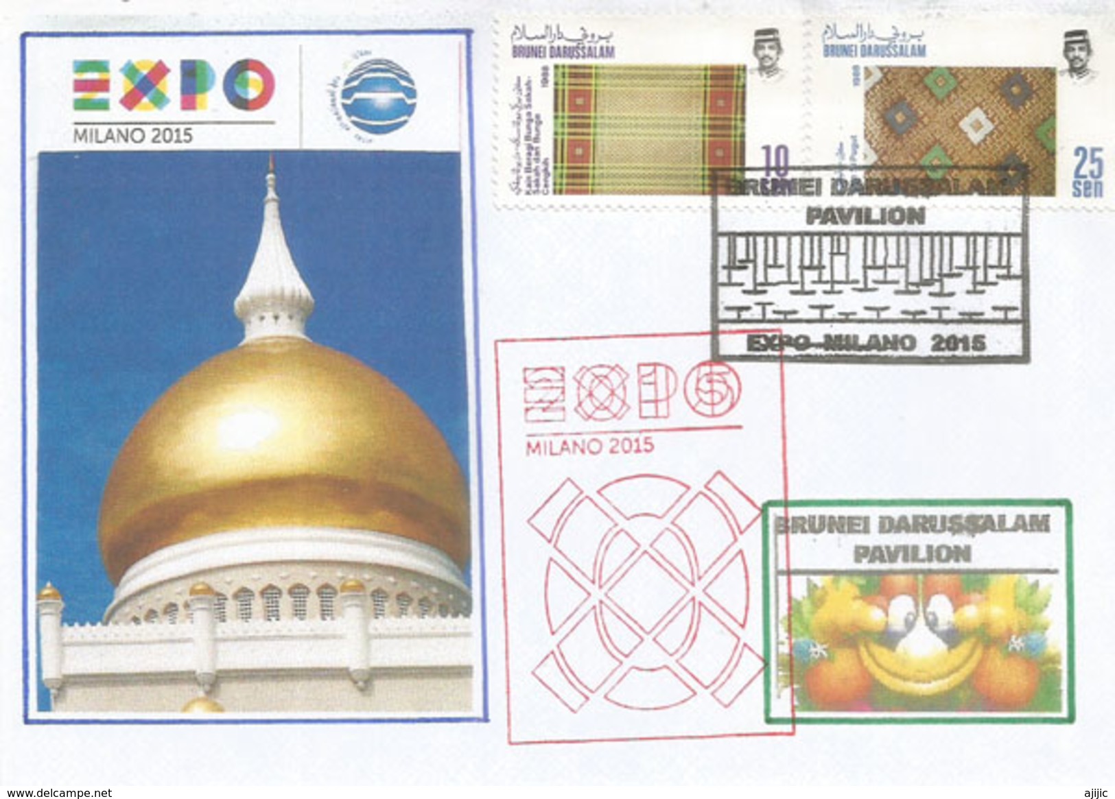 Palais Nurul Iman (résidence Du Sultan De Brunei), Lettre Du Pavillon De Brunei à L'Expo Universelle Milan 2015 (rare) - Brunei (1984-...)