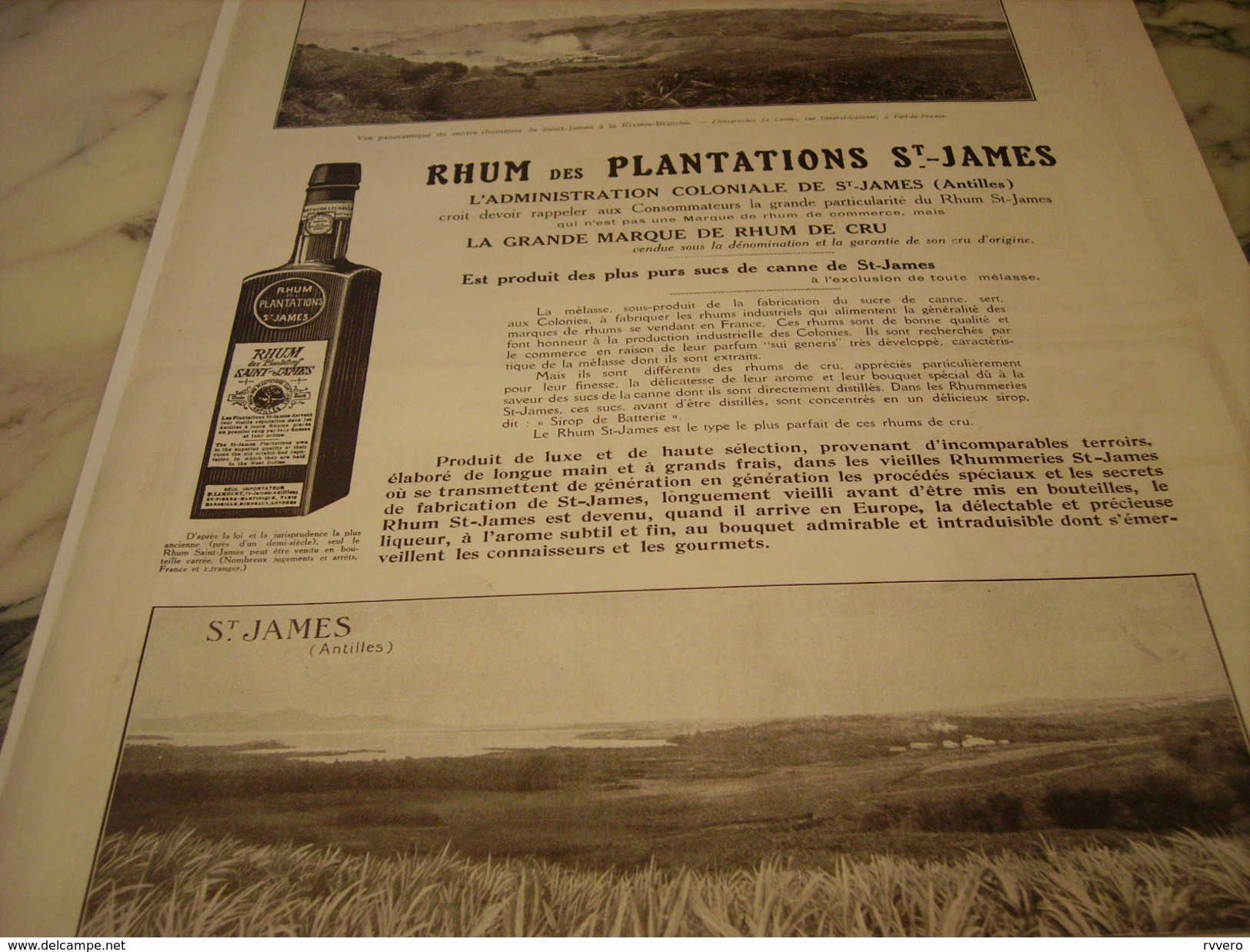 ANCIENNE PUBLICITE  RHUM DES PLANTATION ST JAMES 1922 - Alcohols