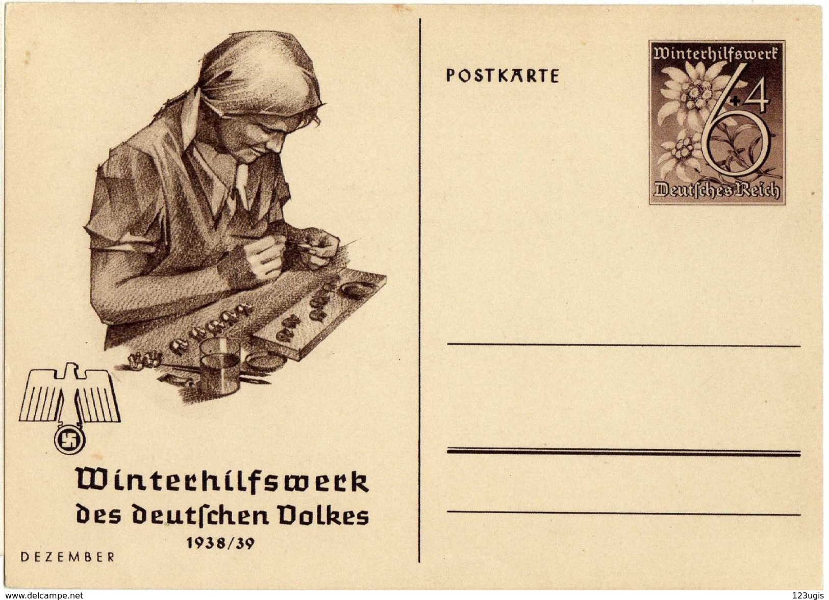 Drittes Reich 1938 Ganzsache Mi P 274 03 *, Winterhilfswerk [151114KI] - Briefe U. Dokumente