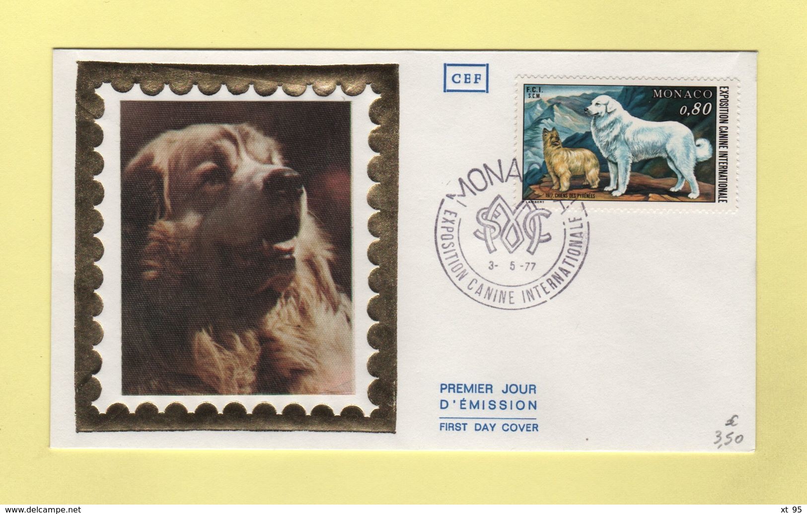 FDC Monaco - Exposition Canine - Chien - Chiens Des Pyrenees - 1977 - Chiens