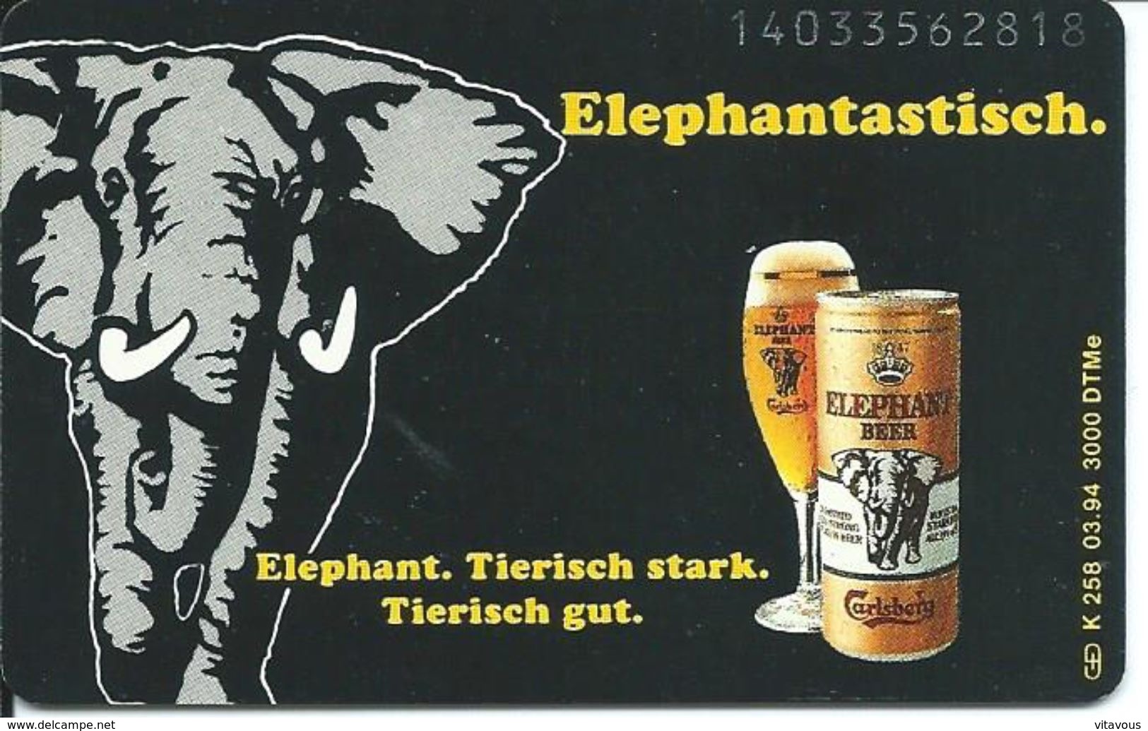 éléphant Elephant Bière - K258 03.94- 3000 EXEMPLAIRES Animal Carte Card  (D 166) - K-Serie : Serie Clienti