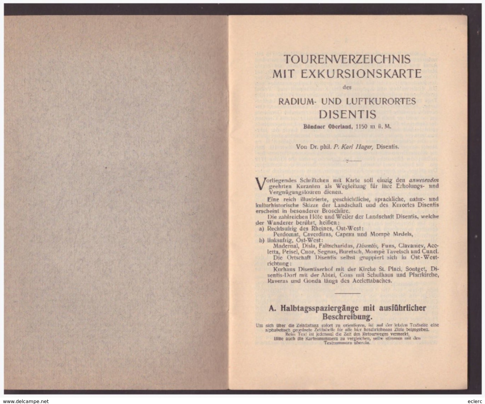 GRISONS SUISSE - FÜHRER FÜR DISENTIS - LIVRET 12 PAGES ET PLAN EN 12 PARTIES A LA FIN - TB - Cuadernillos Turísticos