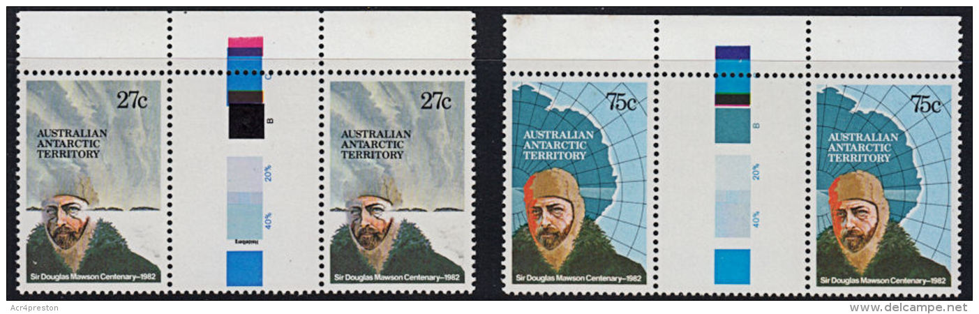 A5841 AUSTRALIAN ANTARCTIC TERRITORY 1982, SG 53-4 Centenary Sir Douglas Mawson, MNH Gutter Pairs - Neufs