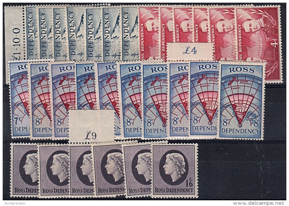 O0049 ROSS DEPENDENCY 1957, SG 1-4 Small Lot Of Mint Stamps (about Half MNH) - Unused Stamps