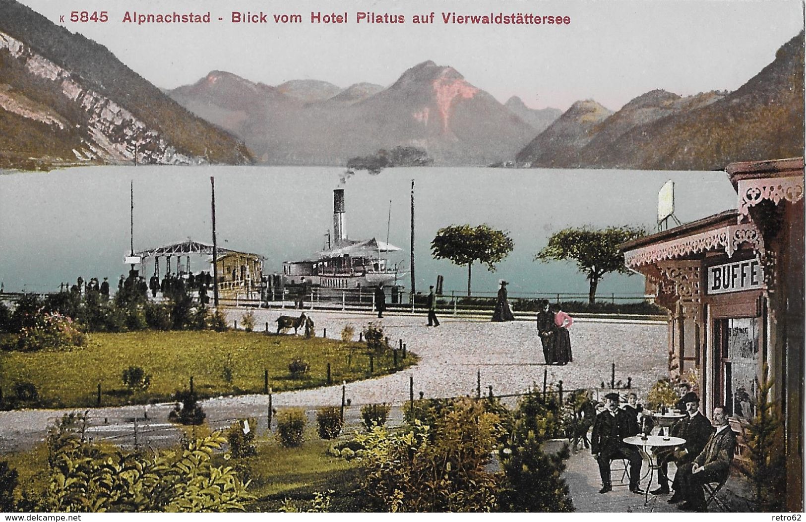 ALPNACHSTAD → Dampfschiffstation Mit Bahnhof -Buffet Und Vielen Touristen, Ca.1910 - Alpnach