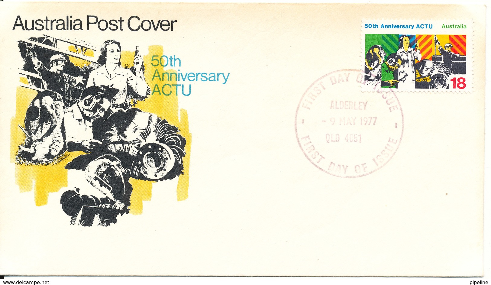 Australia FDC 9-5-1977 50th Anniversary ACTU With Cachet - Premiers Jours (FDC)