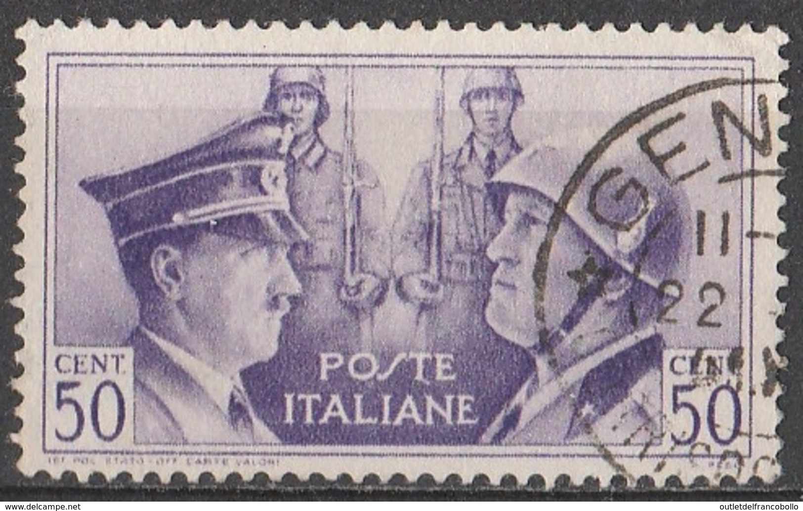 ITALIA/ITALY 1941 - USATO° - 50c. Violetto - Fratellanza D'armi Italo-Tedesca "688" (V) - Used