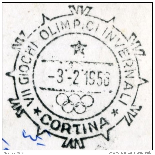 CORTINA  Stadio Olimpico Del Ghiaccio  Annullo  VII Giochi Olimpici Invernali Di Cortina E Francobollo Dedicato - Inverno1956: Cortina D'Ampezzo