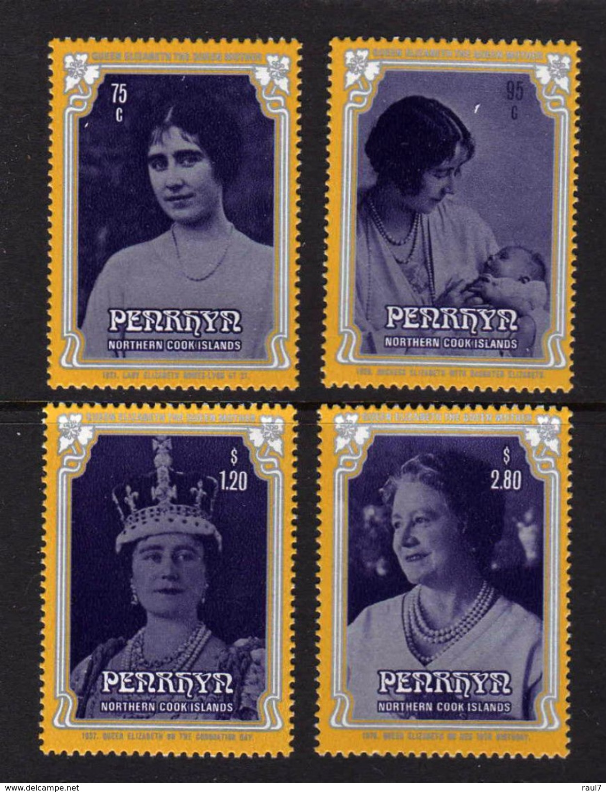 PENRHYN 1985 - 85 E Ann De La Reine Mère - 4 Val Neufs // Mnh - Penrhyn