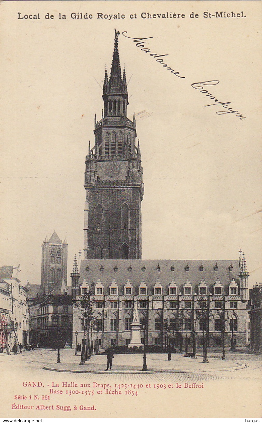 Gand Menu Local De La Gilde Royale Chevalière De Saint Michel Halle Aux Draps Beffroi 1903 - Menus