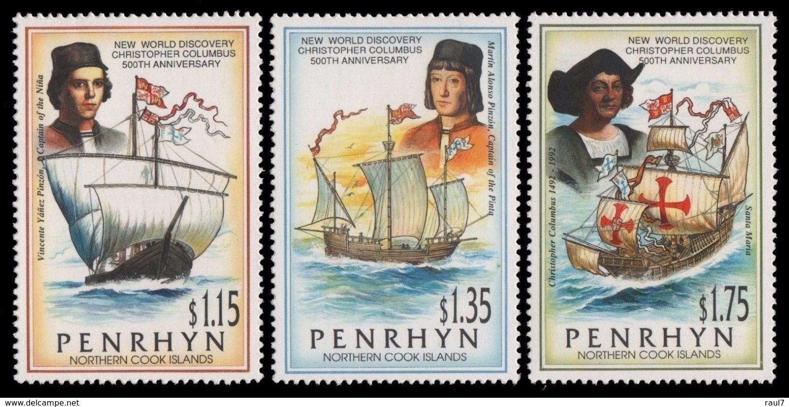 PENRHYN 1992 - Bateaux, Christophe Colomb, Colombus - 3 Val Neufs // Mnh // CV 10 Euros - Penrhyn