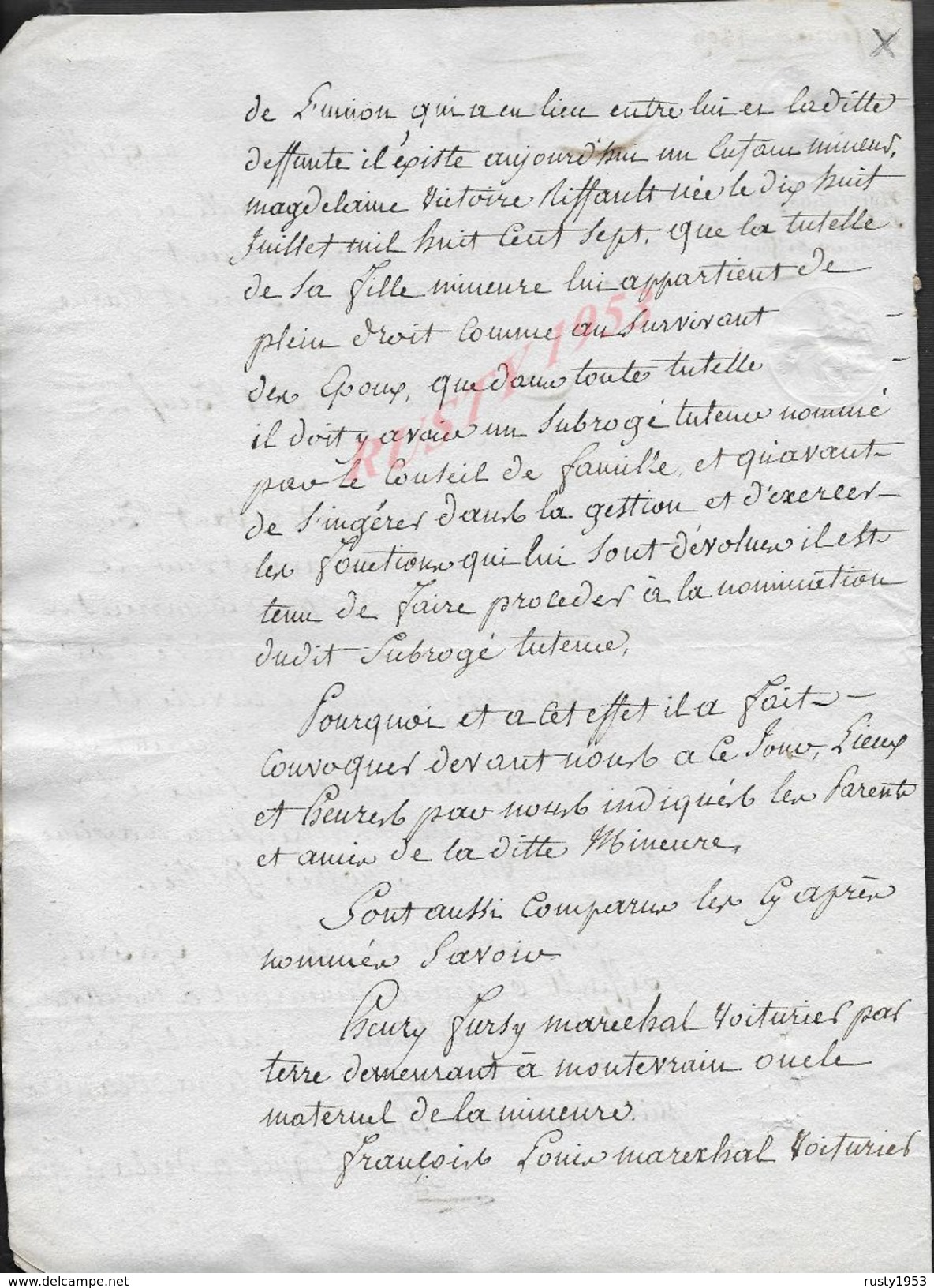 MONTEVRAIN 1808 ACTE NOMINATION D UN TUTEUR FAMILLE RIFFAULT 8 PAGES : - Manuscripts