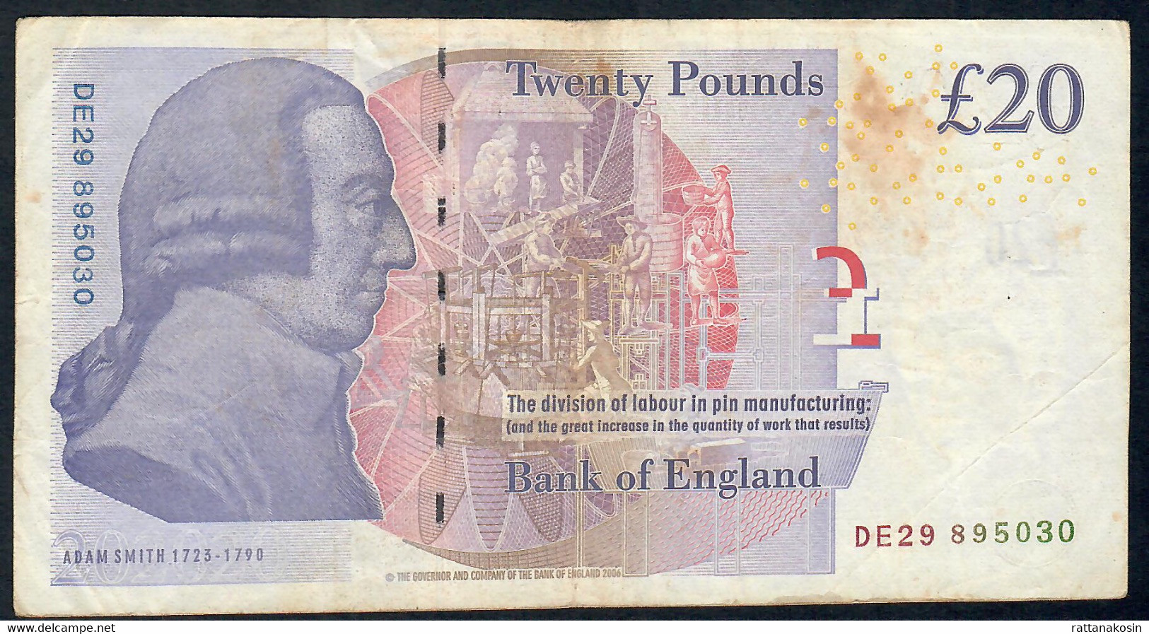 GREAT  BRITAIN  P392a 20 POUNDS 2006 #DE29 Signature Bayley   VF - 20 Pounds