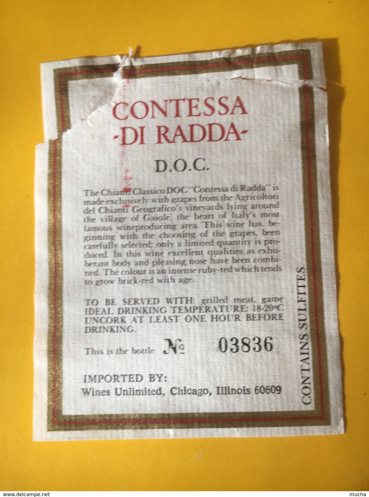 5625 -   Chianti Classico 1985 Contessa Di Radda Italie - Altri & Non Classificati