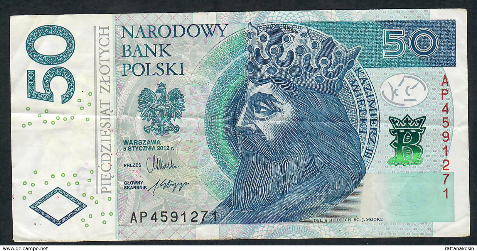 POLAND P185a 50 ZLOTYCH 2012 #AP   Signature 16  VF NO P.h. ! - Pologne