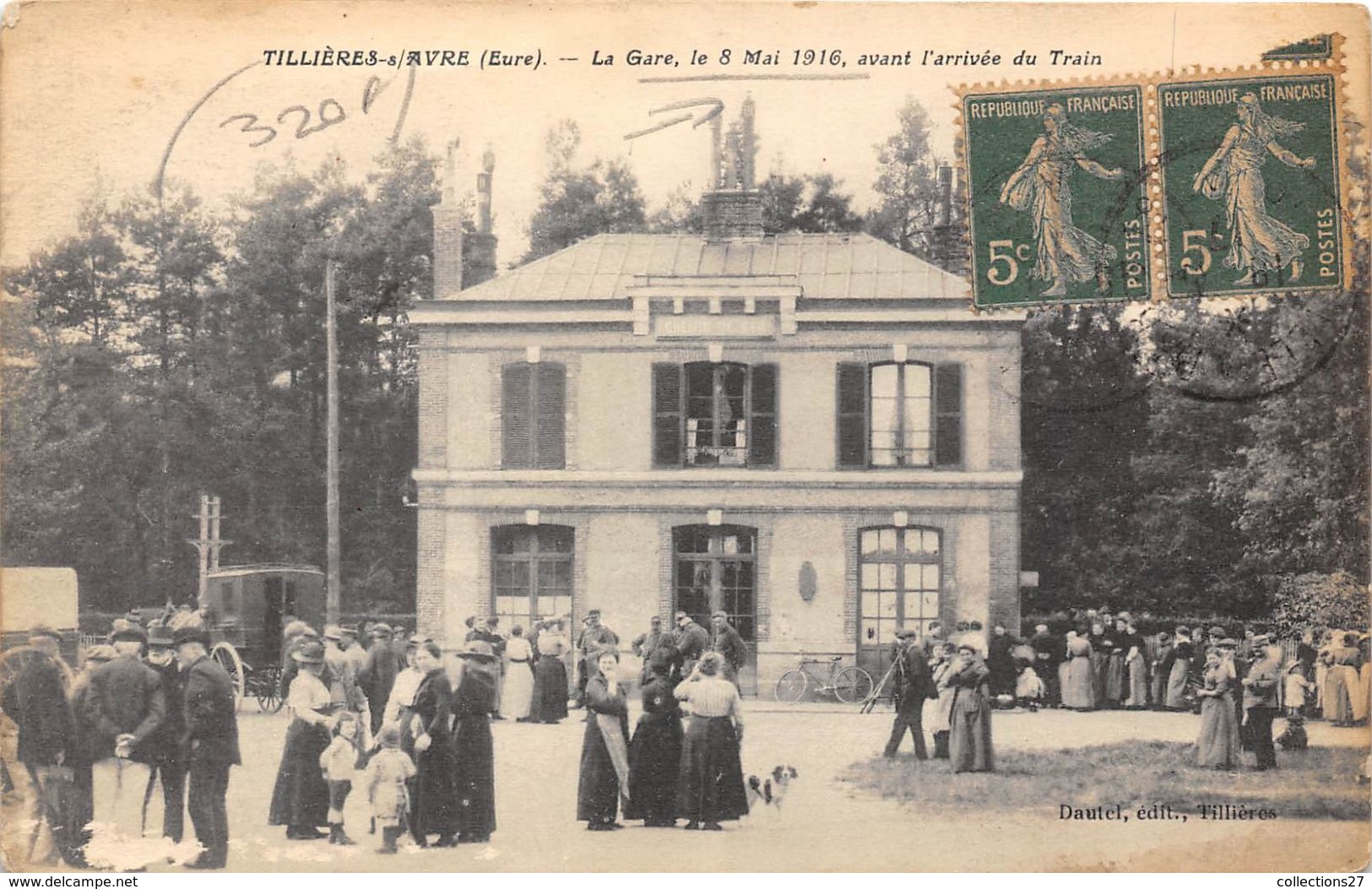 27-TILLIERES-SUR-AVRE- LA GARE , LE 8 MAI 1916, AVANT L'ARRIVEE DU TRAIN - Tillières-sur-Avre
