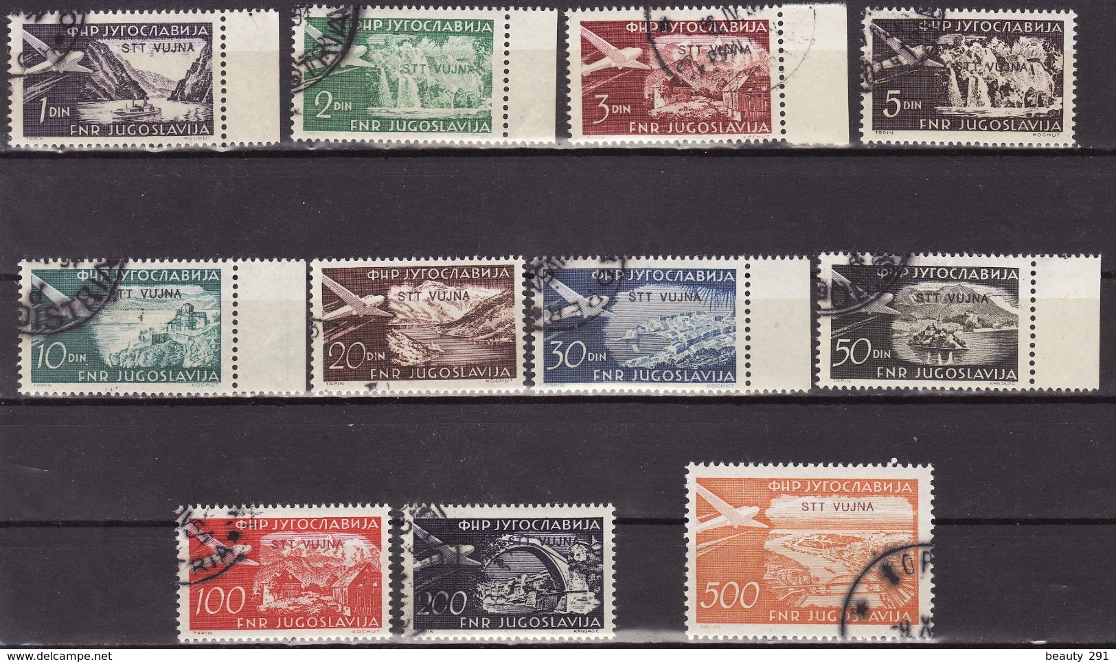 Italy Yugoslavia Trieste Zone B, Airmail, 1954 Mi 113-122 + 139 Used - Poste Aérienne