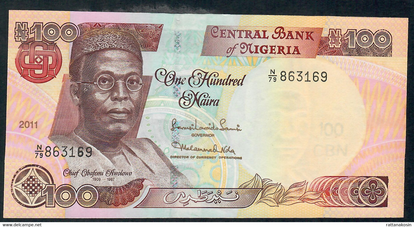 NIGERIA P28n 100 NAIRA 2011  #N/79 Signature 19  UNC. - Nigeria