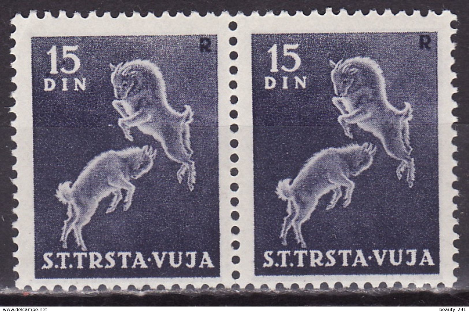 Italy Yugoslavia Trieste Zone B, 1950 Mi 42, Sassone 29  MNH** VF, Paar, GOATS - Neufs