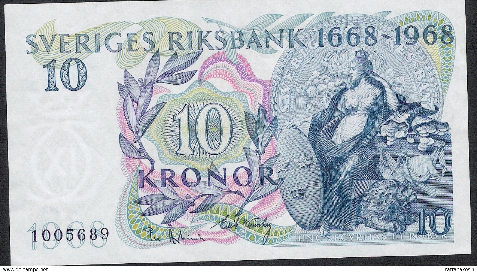 SWEDEN P56 10 KRONOR 1968  AUNC. - Suède