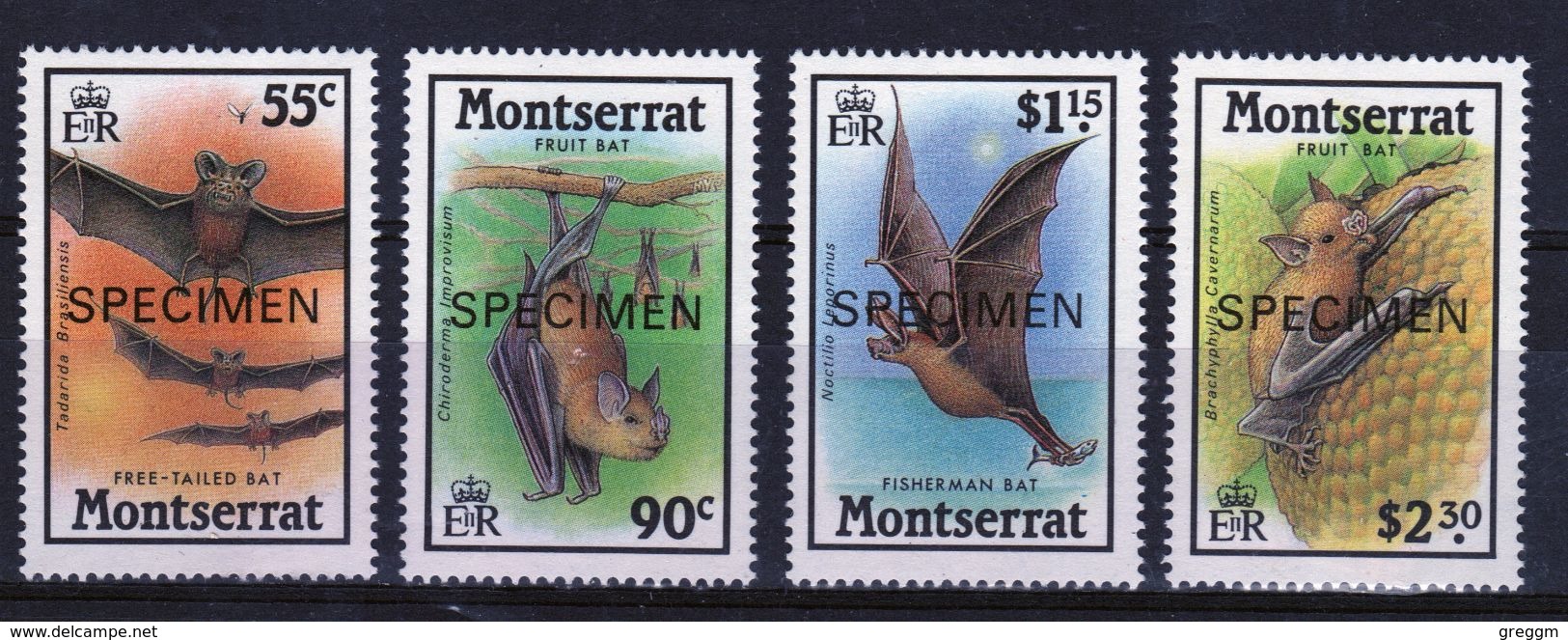 Montserrat Set Of Stamps To Celebrate Bats Overprinted With The Word Specimen 1988. - Montserrat