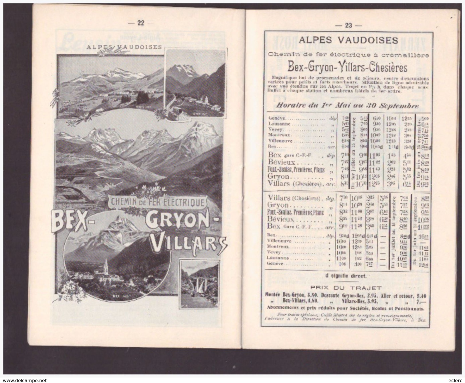 VAUD SUISSE - HORAIRE REGION LAC LEMAN ET VALLEE DU RHONE - BELLES ILLUSTRATIONS - LIVRET 32 PAGES - TB