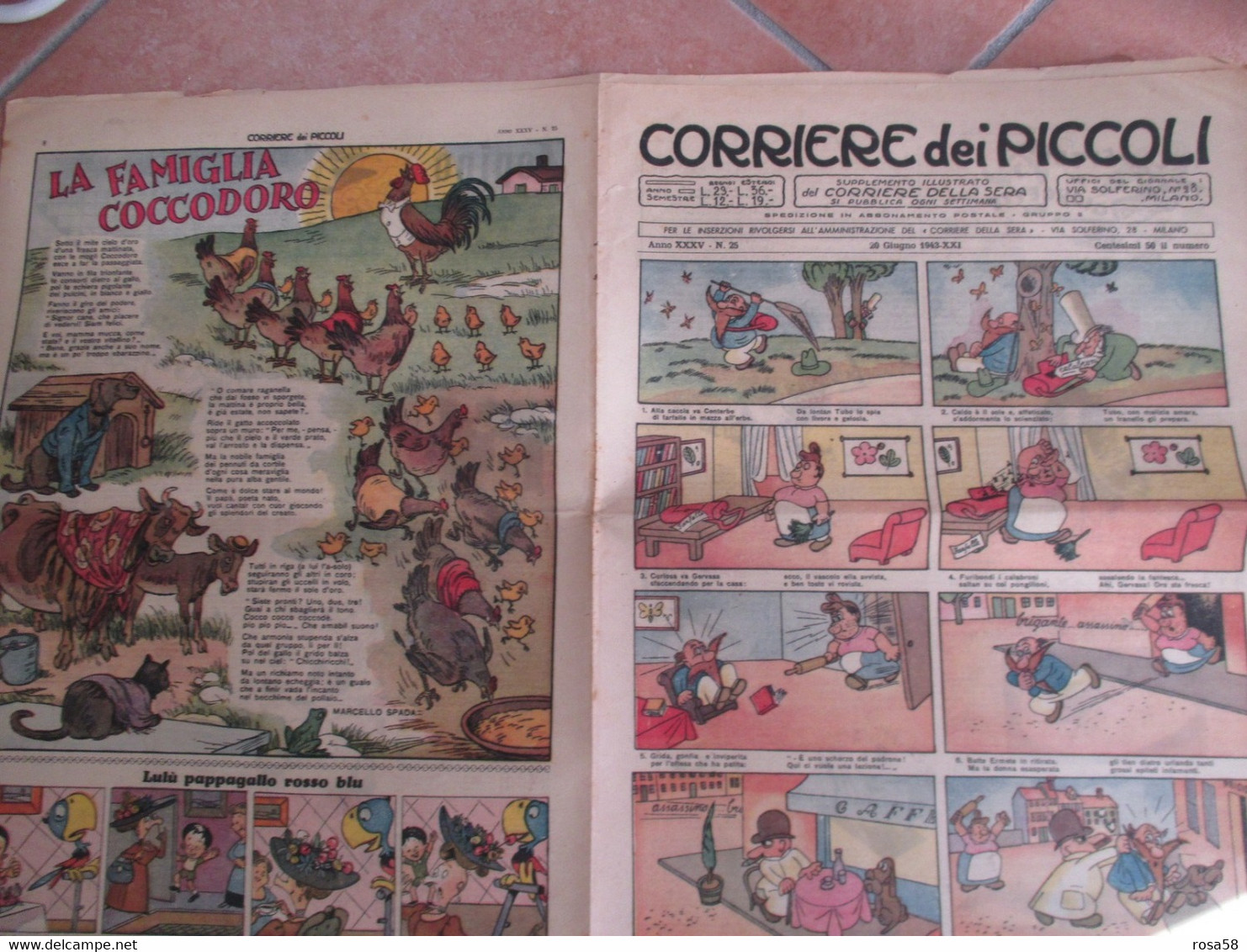 CORRIERE Dei PICCOLI 1943 Periodo Di Guerra La Famiglia Coccodoro - Guerre 1939-45