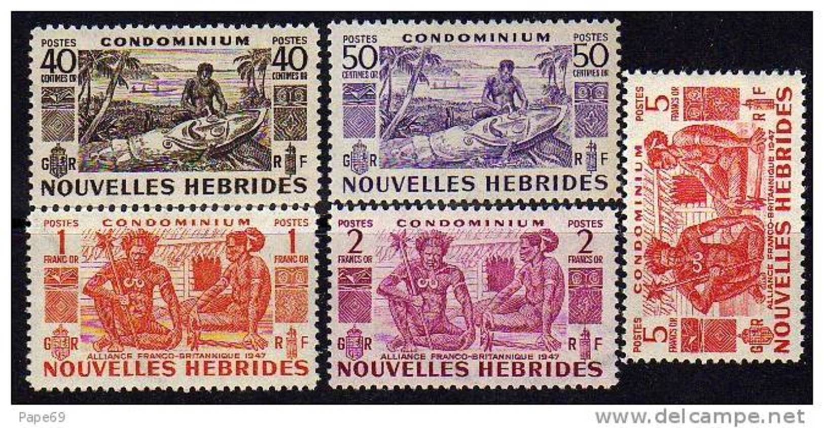 Nouvelles Hébrides N° 144 / 54 X Série Courante Les 11 Valeurs Trace De Charnière Sinon TB - Ungebraucht