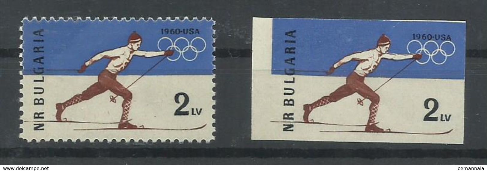 BULGARIA YVERT 1006   ( DENTADO Y SIN DENTAR)   MNH  ** - Inverno1960: Squaw Valley