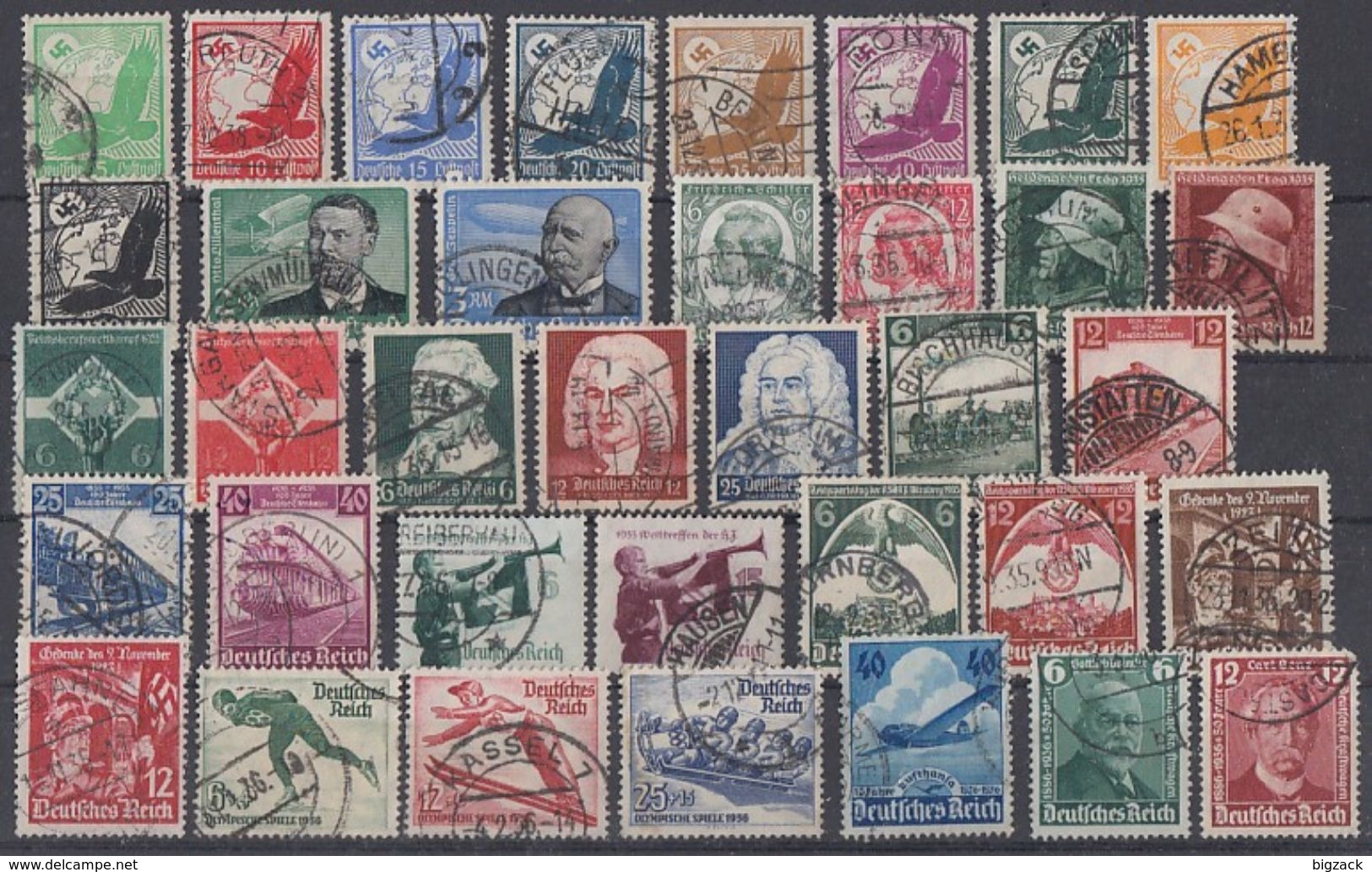 DR 36 Marken Aus 1933-1945 Gestempelt Lot 5 - Lots & Kiloware (max. 999 Stück)