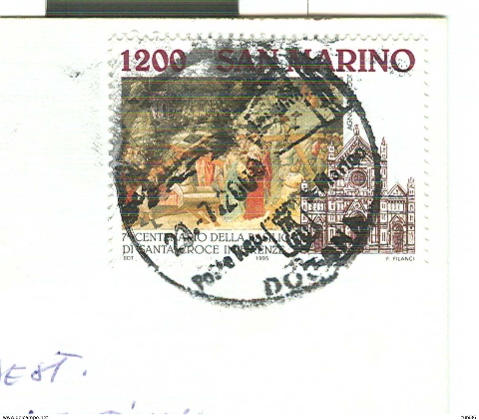 SAN MARINO,BASILICA DI SANTA CROCE-FIRENZE, £. 1200, CARTOLINA VIAGGIATA  2008,PER ROMANIA - Briefe U. Dokumente