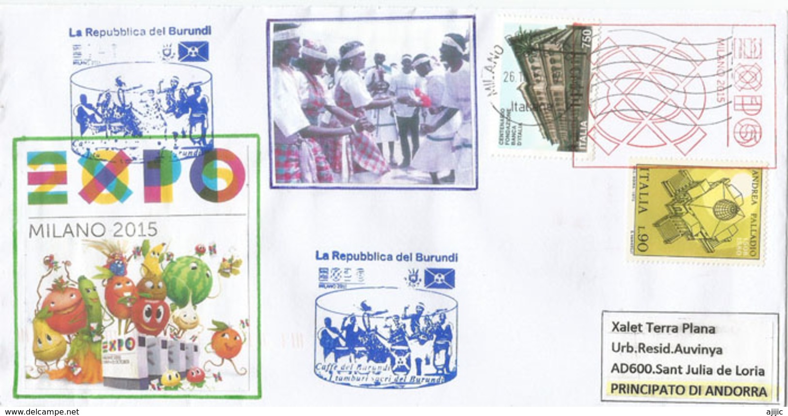 BURUNDI.EXPO UNIVERSELLE MILANO 2015. Lettre Du Pavillon Du Burundi à Milan, Postée Bureau De Milano Borromeo - Used Stamps