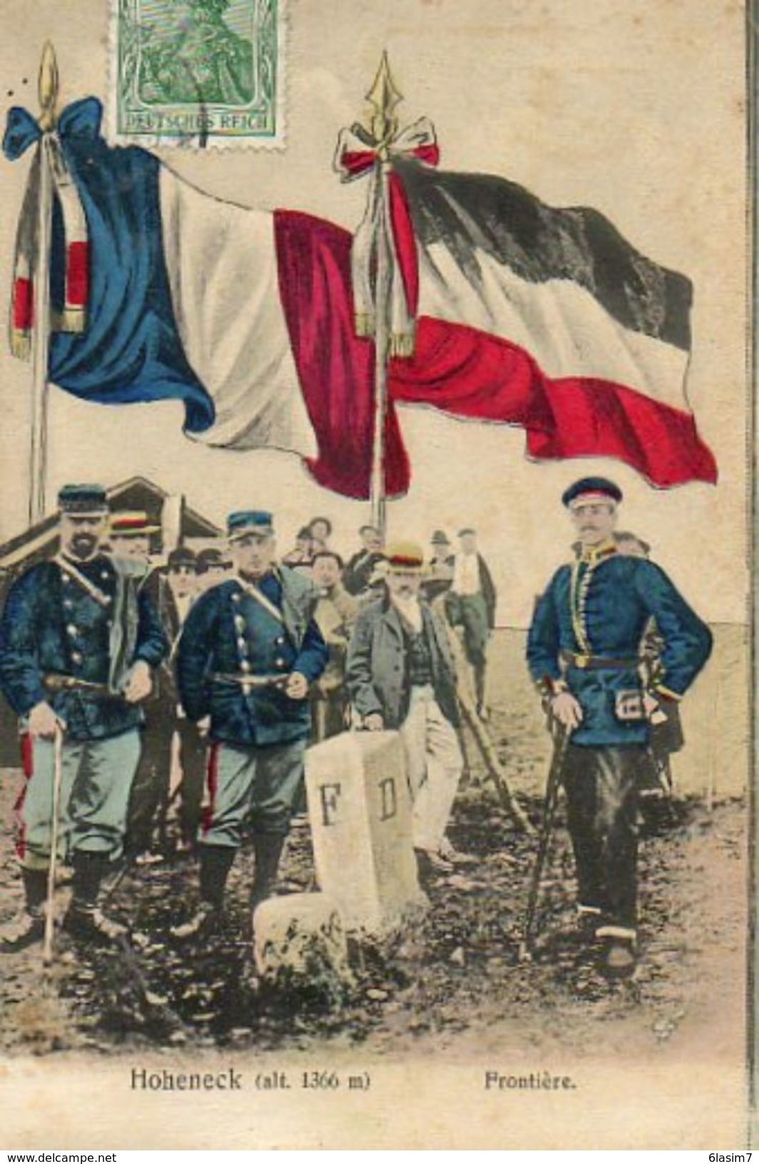 CPA - HOHNECK (68)(88) - Les Douaniers Français Et Allemands Devant La Borne Frontière Au Sommet Du Col En 1910 - Autres & Non Classés