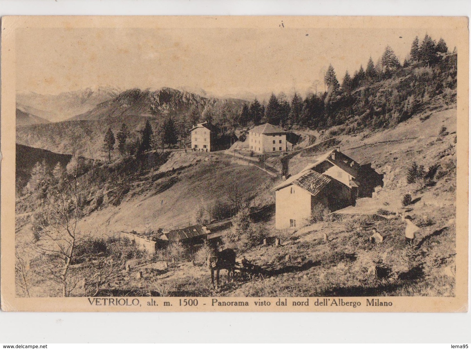 VALSUGANA D'EPOCA VETRIOLO PANORAMICA DALL'ALBERGO MILANO ANNO 1934 FORMATO PICC - Trento