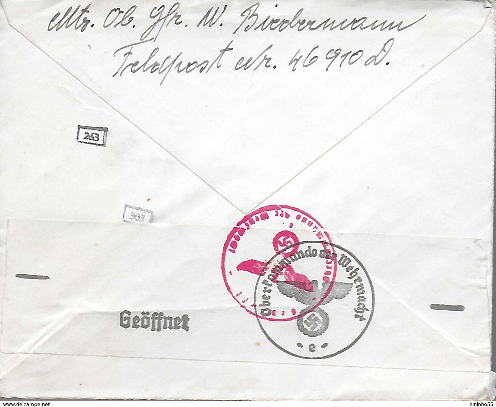 WWII 1942 Germania - Lettera  Per Estero Francia - Feldpost 46910 - Lettres & Documents