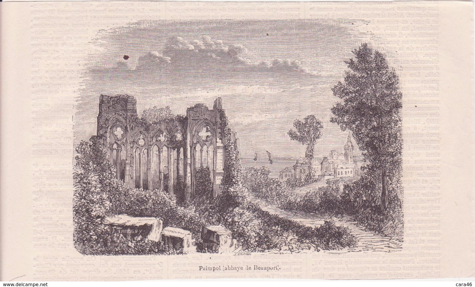 Gravure  - PAIMPOL Abbaye De Beauport - Affiches