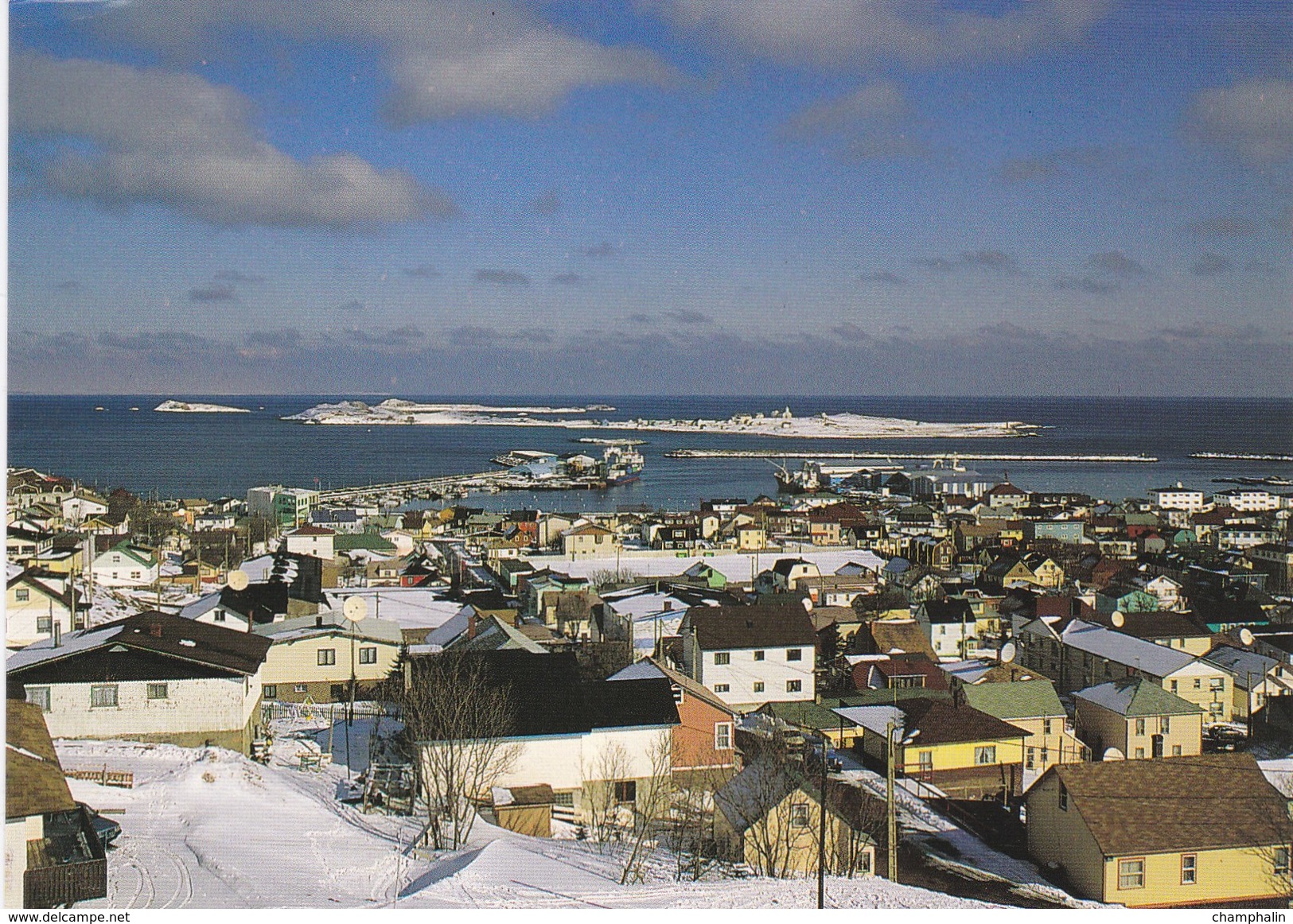 Saint-Pierre Et Miquelon - Saint-Pierre - Clarté D'hiver - Vue Sur La Ville Et L'Ile Au Marins Sous La Neige - Saint-Pierre-et-Miquelon