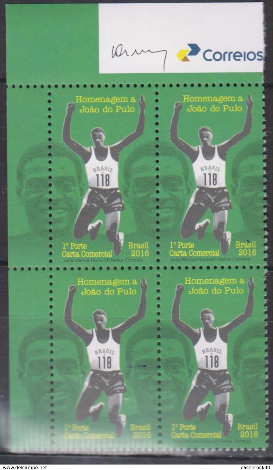 O) 2016 BRAZIL,JOA CARLOS DE OLIVEIRA - JOA DO PULO, ATHLETE OF THE TRIPLE JUMP AND THE LONG JUM.  WON TWO OLYMPIC BRONZ - Unused Stamps