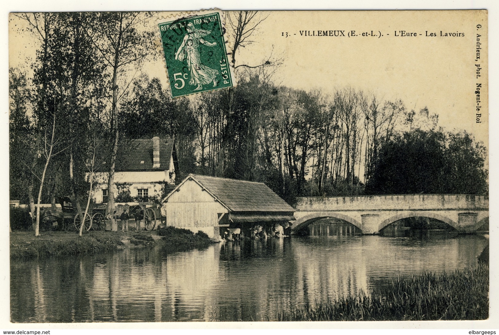 28  - Villemeux   - L'Eure - Les Lavoirs  ..... Année 1908  - 2 Scans - Villemeux-sur-Eure