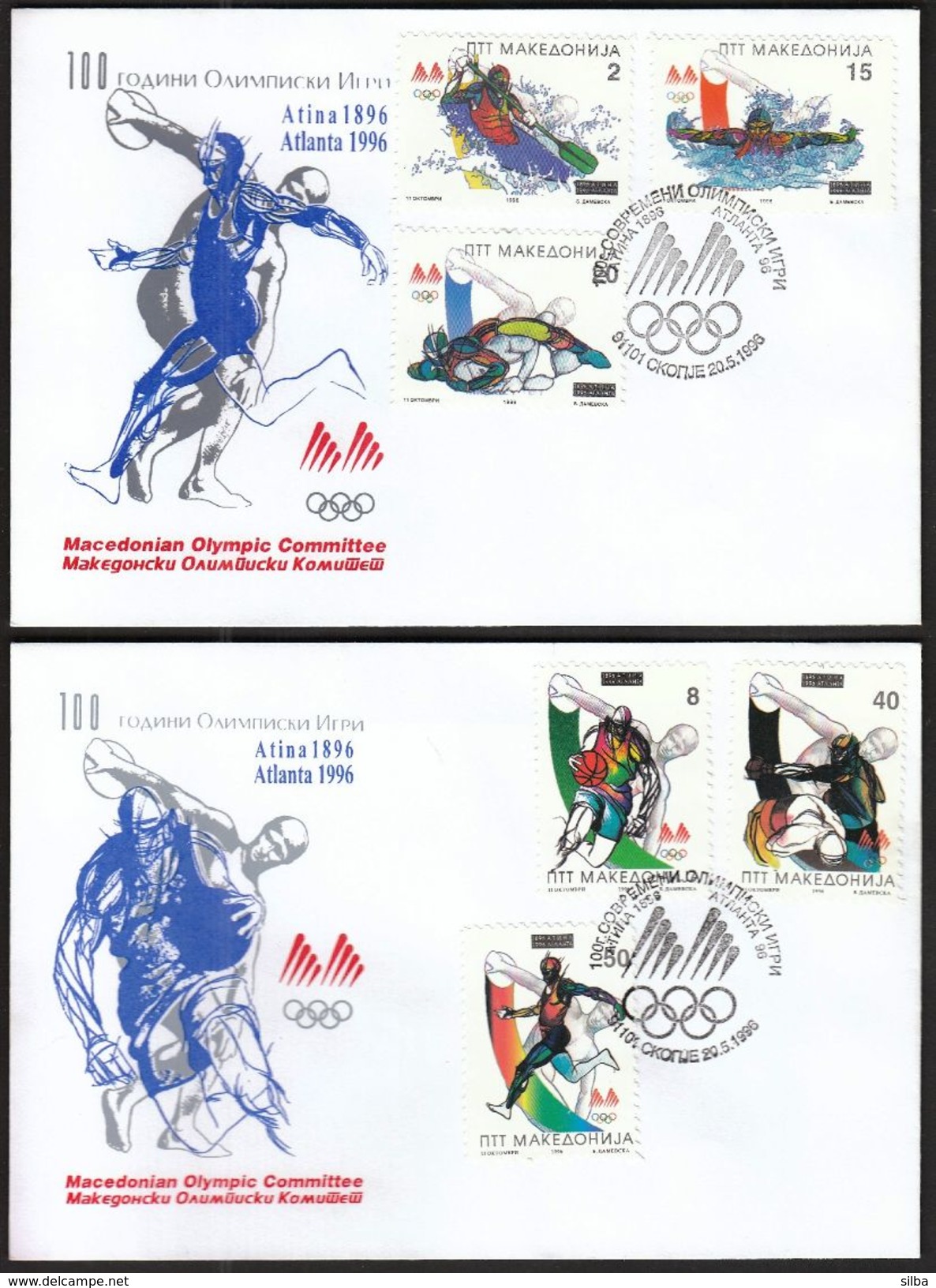 Macedonia 1996 / Olympic Games Atlanta / Athletics, Basketball, Boxing, Canoeing, Wrestling, Swimming / FDC - Ete 1996: Atlanta