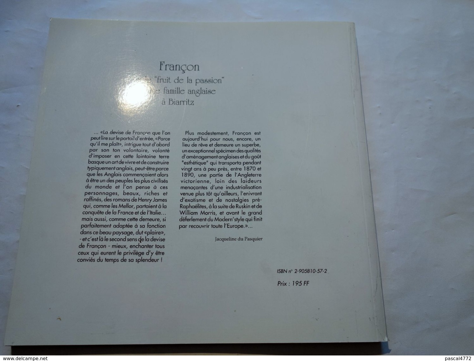 DOMAINE DE FRANCON BIARRITZ 1991   COLONIE VACANCES CAF GIRONDE FRUIT DE LA PASSION D4UNE FAMILLE ANGLAISE - Aquitaine