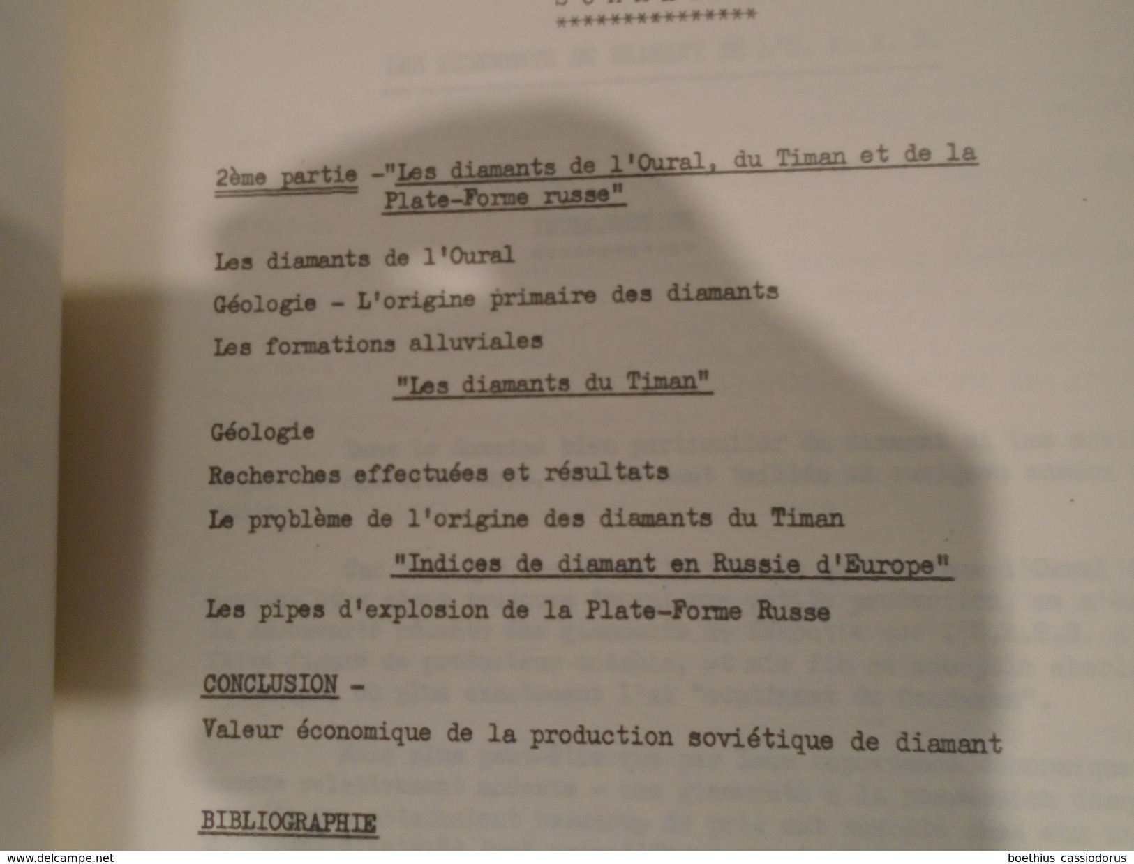 ETUDE SUR LES GISEMENTS DE DIAMANT D'U.R.S.S. 64 M. BARDET / MINES GEOLOGIE