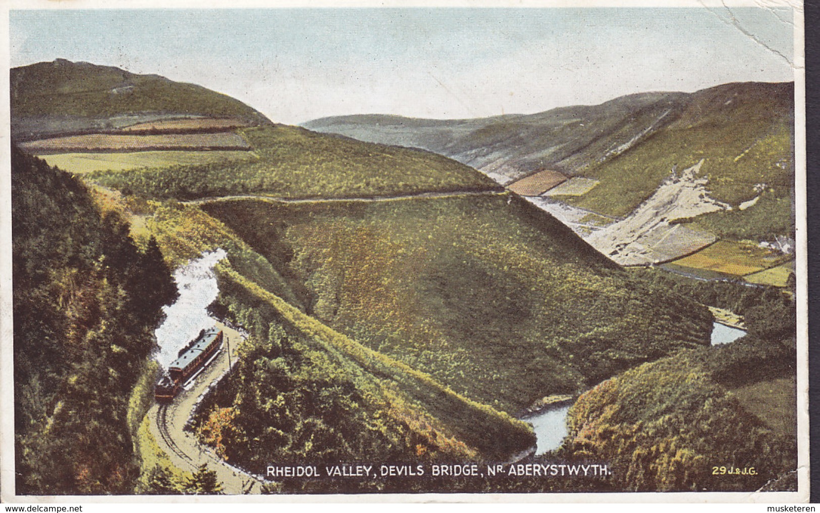 United Kingdom PPC Rheidol Valley, Devils Bridge, Nr. Aberystwyth Valentines's Colour Postcard LIVERPOOL 1938? (2 Scans) - Cardiganshire