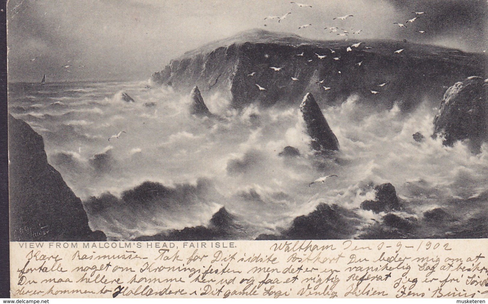 United Kingdom PPC Shetland View From Malcolm's Head, Fair Isle Raphael Tuck Sent 1902 Simple Backside (2 Scans) - Shetland