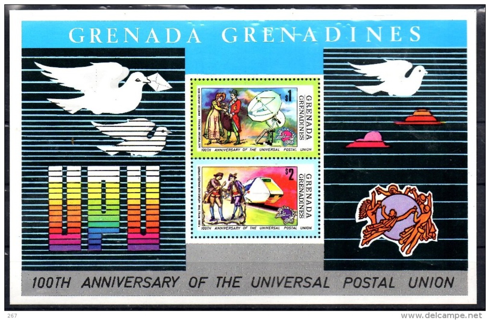 GRENADINES   BF 3  * *    Upu  Poste  Facteur Pigeon Voyageur Telecommunication Trains - Trenes