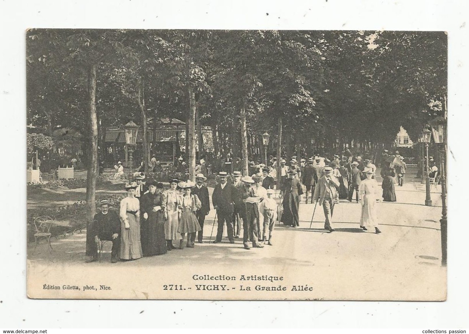 Cp, 03, VICHY , La Grande Allée , Ed : Giletta, N° 2711 , Voyagée 1908 - Vichy