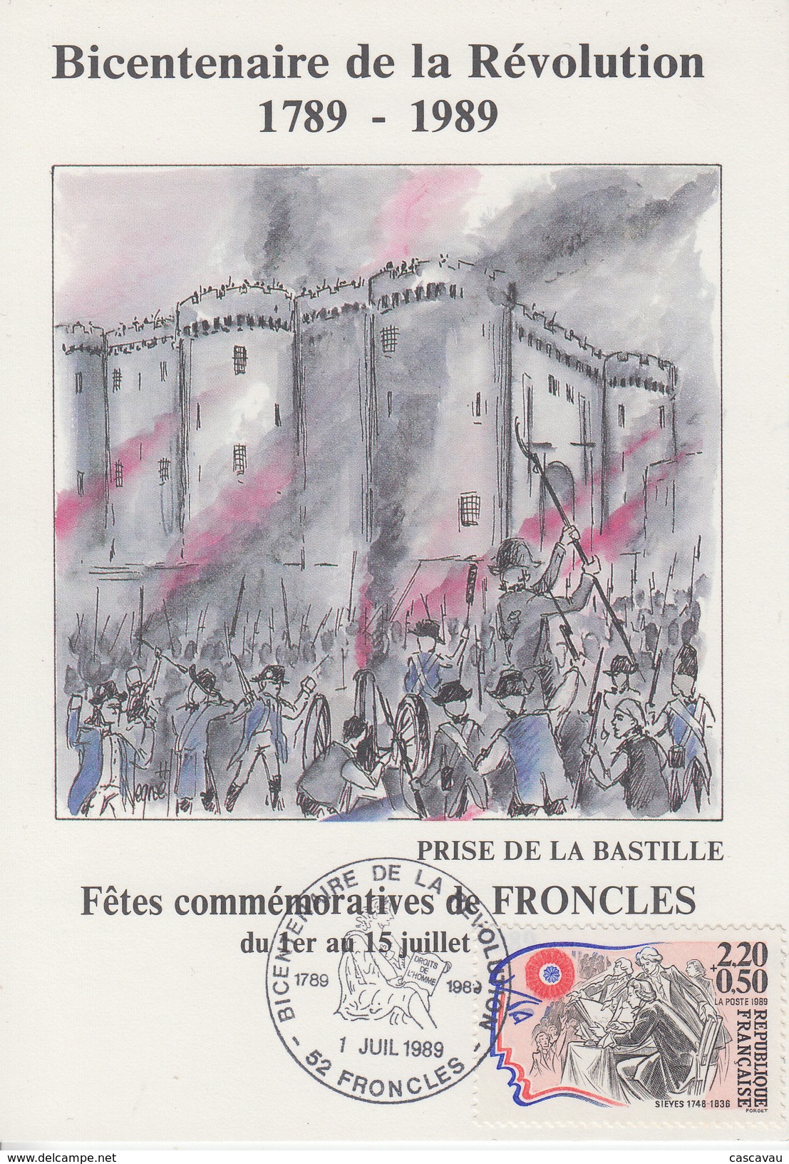 Carte   Bicentenaire  De  La   REVOLUTION   FRONCLES    1989 - Révolution Française
